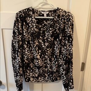 Nine West Black and Cream Patterned Blouse
